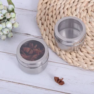 Magnetic Spice Jar Set Stainless Steel Spice Tins Spice Storage Container Pepper Seasoning Sprays Tools with Spice Label - Image 2