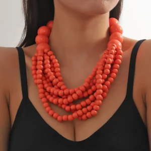 African Style Bohemian Multi-layer Wooden Bead Handmade Beaded Bib Necklace For Women Summer Jewelry Accessories Choker Necklace - Image 3