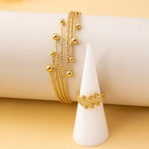 Bracelet Ring Set For Women Girls Multi-layer Open Alloy Fashion Jewelry Holiday Party Gift OL Geometric Accessories S276 - Image 3