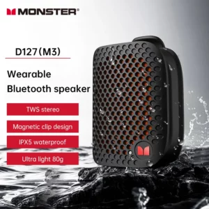 Monster M3 Magnetic Clip-On Mini BT V5.4 Portable Outdoor Jobsite Wearable Wireless Bluetooth Speakers with Bass Altavoz Mic - Image 2