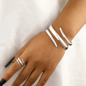 2 Pcs Set Exaggeration Personality Gold Color Spiral Multilayer Bracelet Ring for Women Party Commuting Charms Jewelry Sets Gift - Image 5