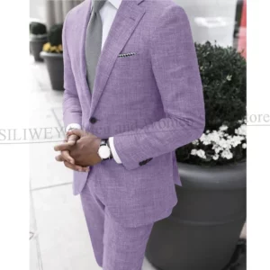 2025 Dark Gray Linen Men's Suit Bridegroom Tuxedo Tailor-Made Wedding Custom Single Breasted Male Blazer 2 pcs(Jacket+pants) - Image 7