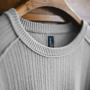 Maden Men's Vintage Striped Cotton Knitted Sweater Gray Long Sleeve Patchwork Pullover Casual Knitwear Tops for Fall Spring - Image 5