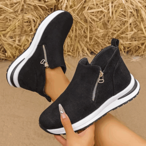 Women's Casual Suede Ankle Sneakers Lightweight Non Slip Platform Walking Shoes Woman Comfy Fashion Double Zipper Sports Shoes - Image 2