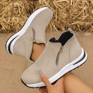 Women's Casual Suede Ankle Sneakers Lightweight Non Slip Platform Walking Shoes Woman Comfy Fashion Double Zipper Sports Shoes - Image 3