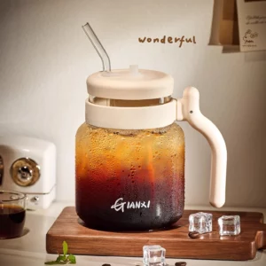Gianxi Coffee Cup Glass Cup With Handle High Borosilicate Water Cup Women'S High-Value Straw Juice Cup Glasses With Straw - Image 2