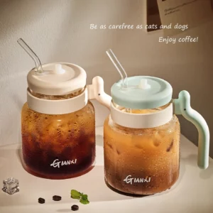 Gianxi Coffee Cup Glass Cup With Handle High Borosilicate Water Cup Women'S High-Value Straw Juice Cup Glasses With Straw - Image 3