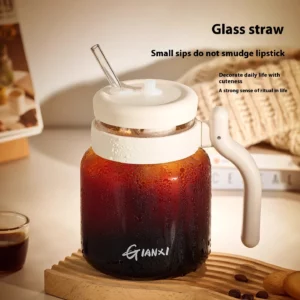 Gianxi Coffee Cup Glass Cup With Handle High Borosilicate Water Cup Women'S High-Value Straw Juice Cup Glasses With Straw - Image 5