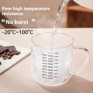 Gianxi High Borosilicate Glass Cup Household High Temperature Resistant Food Grade Water Cup Graduated Coffee Cup Glass Cups - Image 2