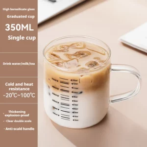 Gianxi High Borosilicate Glass Cup Household High Temperature Resistant Food Grade Water Cup Graduated Coffee Cup Glass Cups - Image 6
