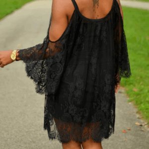 Sexy Women Casual Dress Lace Hollow Out Spaghetti Strap See Through Straight Plus Size DressMini Dresses Summer 2025 - Image 3