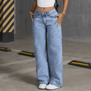 Denim Wide Leg Jeans High waisted Bow Embroidered Pocket Wide Leg Jeans Fashionable Women's Trousers Casual Style - Image 3