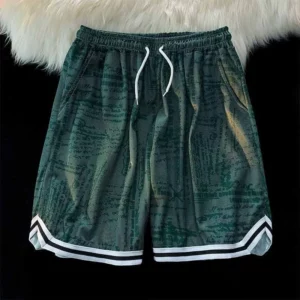 Men Sports Basketball Shorts Casual Loose Quick-Drying Five-Point Pants Mesh Breathable Color Spelling American Straight Shorts - Image 5
