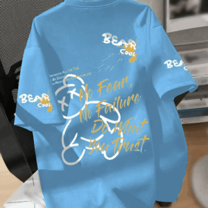 Summer men's round neck breathable T-shirt with cartoon bear print pattern suitable for daily and weekend gifting to friends - Image 3