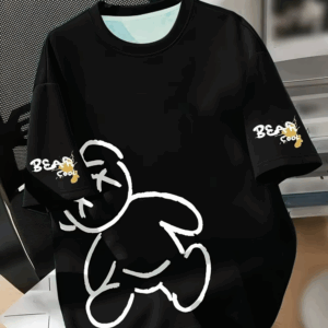 Summer men's round neck breathable T-shirt with cartoon bear print pattern suitable for daily and weekend gifting to friends - Image 5