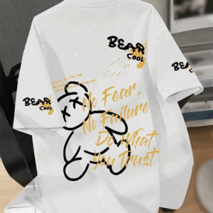 Summer men's round neck breathable T-shirt with cartoon bear print pattern suitable for daily and weekend gifting to friends - Image 6