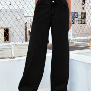 Explosions New European and American Ladies Jeans Women's High Waist Slim Straight Jeans - Image 5
