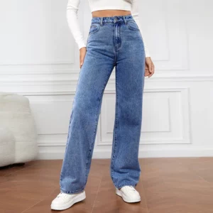 Explosions New European and American Ladies Jeans Women's High Waist Slim Straight Jeans - Image 4