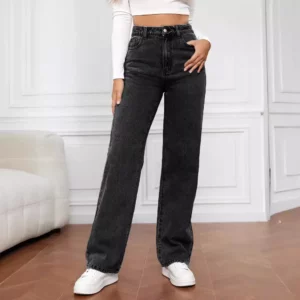 Explosions New European and American Ladies Jeans Women's High Waist Slim Straight Jeans - Image 3