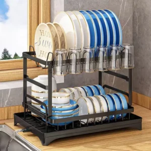 Kitchen Dish Rack Countertop Drying Rack with Knife Fork Chopsticks Storage Household Organizer - Image 2
