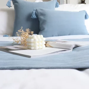 Chenille Tassel Bed Runner Soft Throw Bedspread Solid Color Bed Scarf Protector Bedding Scarves Bedroom Hotel Wedding Decor - Image 4