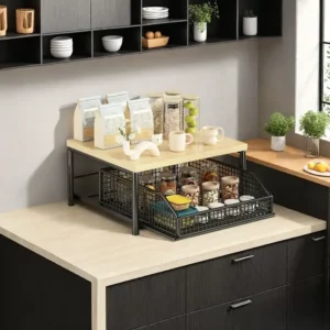 Modern Kitchen Microwave Shelf Organizer- Space-Saving Countertop Storage Rack for Appliances Storage Rack for Stylish Design - Image 2