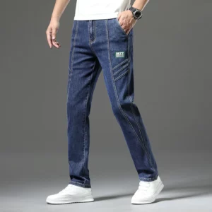 Luxury Stretchy Straight Leg Jeans plus Size Loose Fit Fashionable Printed Bottoms Versatile High Waist Denim Trousers - Image 3