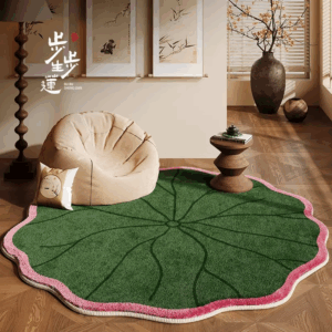VIKAMA Round Lotus Ring Plush Carpet, Anti-Slip And Waterproof, Study, Basement, Wardrobe, Room Floor Mat, Home Decoration - Image 6