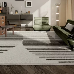 Modern Style Living Room Decoration Carpet Black White Lines Rugs for Bedroom Thicken Plush Study Floor Mat Home Fluffy Soft Rug - Image 5