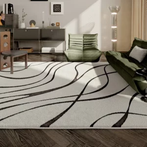 Modern Style Living Room Decoration Carpet Black White Lines Rugs for Bedroom Thicken Plush Study Floor Mat Home Fluffy Soft Rug - Image 4