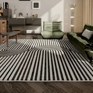 Modern Style Living Room Decoration Carpet Black White Lines Rugs for Bedroom Thicken Plush Study Floor Mat Home Fluffy Soft Rug - Image 3