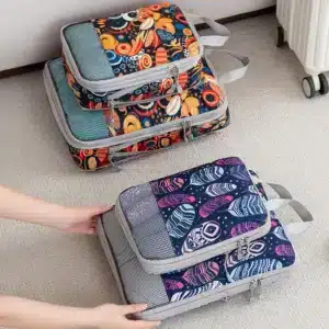 4pcs Compression Storage Bag Large Capacity Foldable Packing Cubes Washable Expandable Luggage Storage Bags Set - Image 1