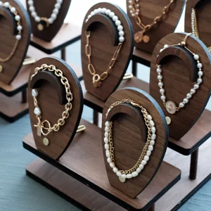 Wood Walnut Portrait Necklace Display Rack Pendant Organizer Jewelry Display Stand Bracelet Holder Jewellery Props Wooden Case - Image 3