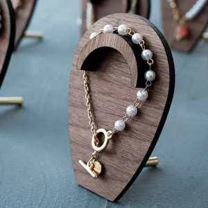 Wood Walnut Portrait Necklace Display Rack Pendant Organizer Jewelry Display Stand Bracelet Holder Jewellery Props Wooden Case - Image 4