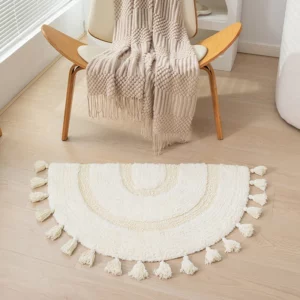 Semicircle Cotton Rug Handmade Tassels Mat Soft Kids Pet Game Play Area Carpet Children Bedroom Decorative Pad Home Room Decor - Image 3