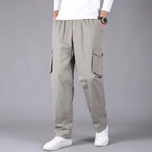 Men 2025 New Cotton Loose Casual Cargo Pants Men Fashion Solid Color Multi-Pocket Joggers Brand Trousers Men Large Size 6XL - Image 4