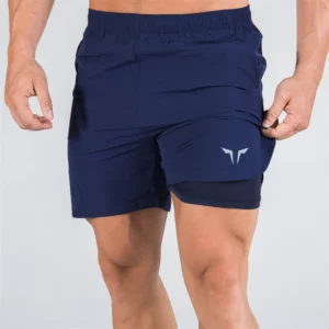 double-deck fitness sports shorts men summer slim quick drying breathable woven Shorts Men's sweatpants training gym clothing - Image 6