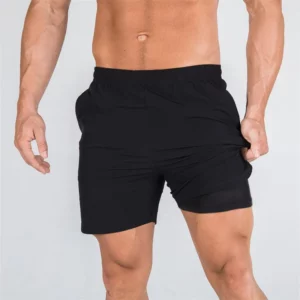 double-deck fitness sports shorts men summer slim quick drying breathable woven Shorts Men's sweatpants training gym clothing - Image 5
