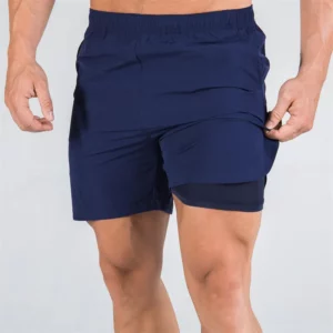 double-deck fitness sports shorts men summer slim quick drying breathable woven Shorts Men's sweatpants training gym clothing - Image 3