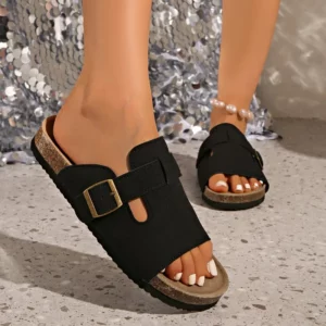 Retro Women's Cork Flat Sandals Summer Shoes 2025 Outdoor Minimalist Comfortable Slippers Casual Beach Women's Shoes Flip Flops - Image 1