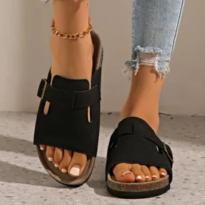 Retro Women's Cork Flat Sandals Summer Shoes 2025 Outdoor Minimalist Comfortable Slippers Casual Beach Women's Shoes Flip Flops - Image 2