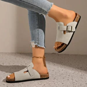 Retro Women's Cork Flat Sandals Summer Shoes 2025 Outdoor Minimalist Comfortable Slippers Casual Beach Women's Shoes Flip Flops - Image 4