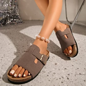 Retro Women's Cork Flat Sandals Summer Shoes 2025 Outdoor Minimalist Comfortable Slippers Casual Beach Women's Shoes Flip Flops - Image 5