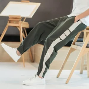 Summer Loose Breathable Chinese Style Cotton Linen Casual Haren Pants Men's Patchwork Pockets Straight Vintage Sports Trousers - Image 5