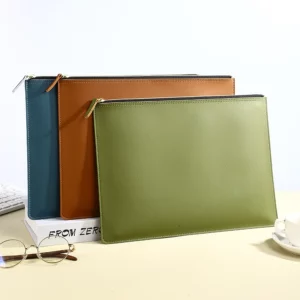 Leather Business A4 File Folder Zipper Document Bag Contract File Organizer Briefcase Portfolio,Bag For Contract/Invoice Storage - Image 3
