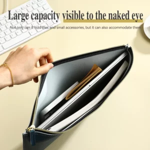 Leather Business A4 File Folder Zipper Document Bag Contract File Organizer Briefcase Portfolio,Bag For Contract/Invoice Storage - Image 4