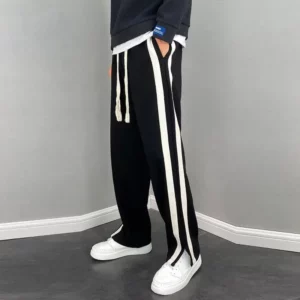 2023 New Spring and Summer Fashion Hong Kong Style Split Wide Leg Casual Loose Fashion Brand Sports Straight Sleeve Men's Pants - Image 3