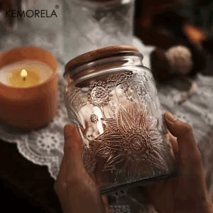 KEMORELA 1PC 700ml/1000ml Vintage Glass Storage Jar with Airtight Wooden Lid - Perfect for Tea Coffee Sugar Candy Cookies Spices - Image 3