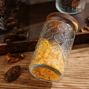 KEMORELA 1PC 700ml/1000ml Vintage Glass Storage Jar with Airtight Wooden Lid - Perfect for Tea Coffee Sugar Candy Cookies Spices - Image 6