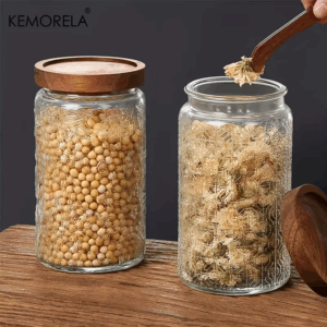 KEMORELA 1PC 700ml/1000ml Vintage Glass Storage Jar with Airtight Wooden Lid - Perfect for Tea Coffee Sugar Candy Cookies Spices - Image 7